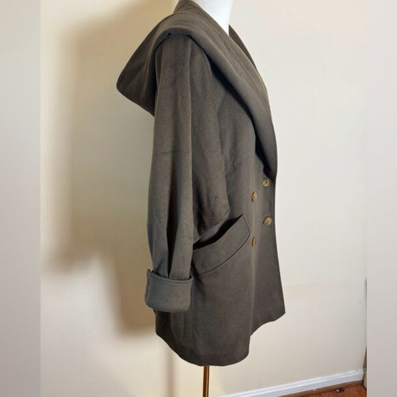 Gemini Vintage 1970's 100% Wool Brown Cape Coat Hood Size Large - Picture 3 of 16